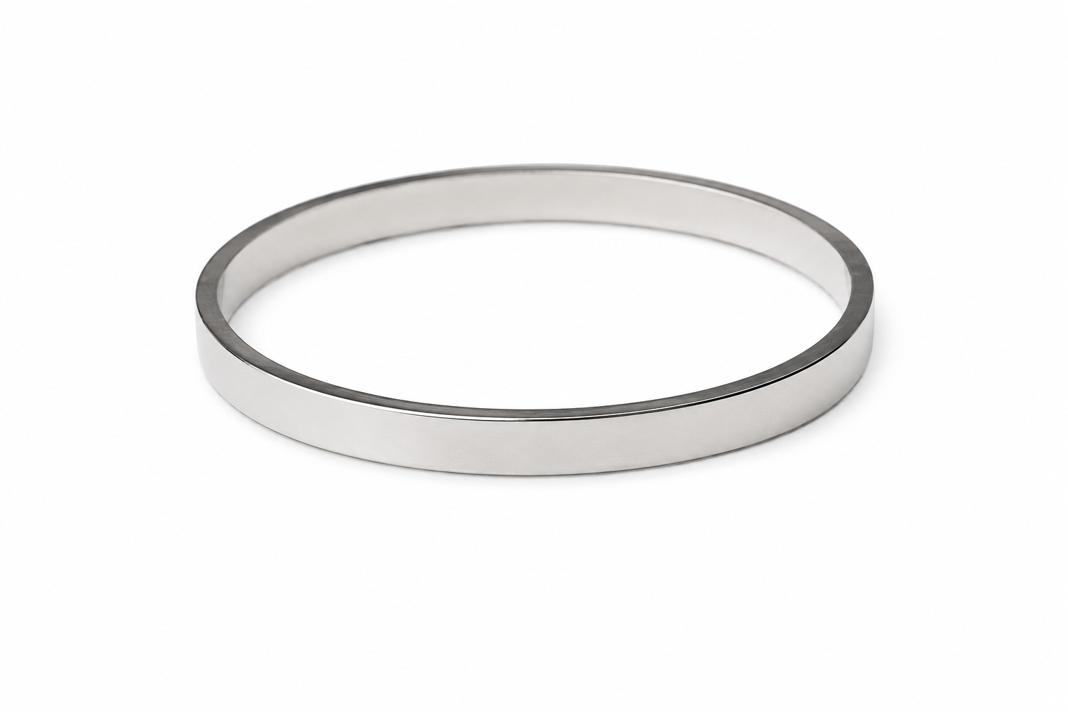 Flat Cuff Bangle - Stainless Steel Silver Bracelet
