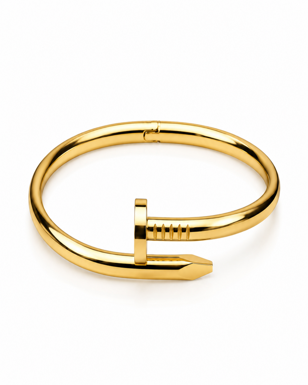 Nail Design Cuff Bracelet - Stainless Steel Gold Bangle